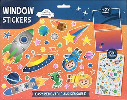 raamstickers heelal junior vinyl donkerblauw/oranje