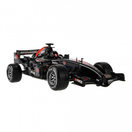 raceauto met coureur jongens zwart/rood
