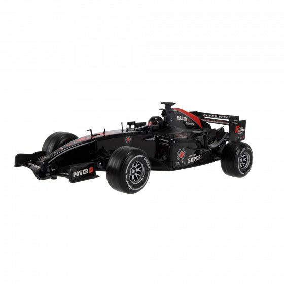raceauto met coureur jongens zwart/rood