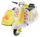 scooter met zijspan diecast 12 x 9 x 7 cm geel