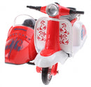 scooter met zijspan diecast 12 x 9 x 7 cm rood