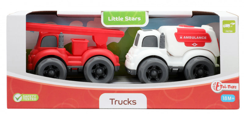 speelgoedauto Little Stars 14 x 8 cm rood/wit 2-delig