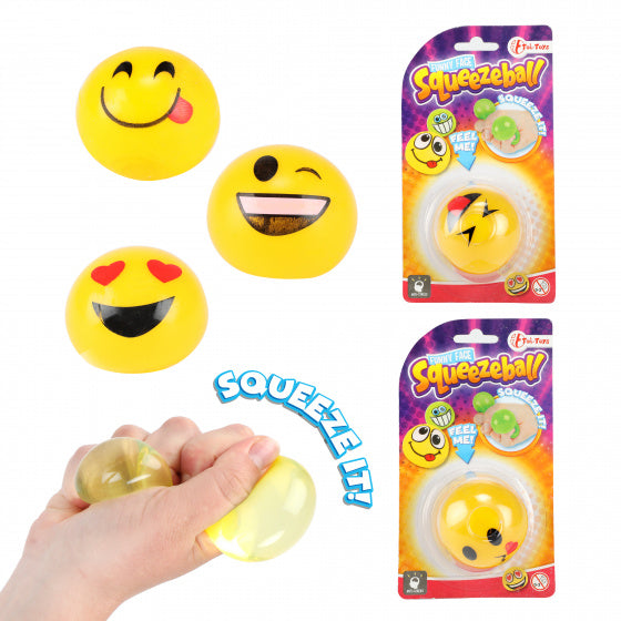 stressbal Squeezeball hartjes-ogen junior geel