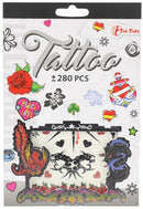 tattoo stickerboekje +280 stuks grijs