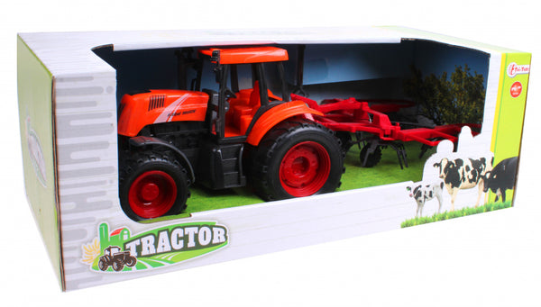 tractor junior 31 x 12 cm frictie oranje/zwart 2-delig