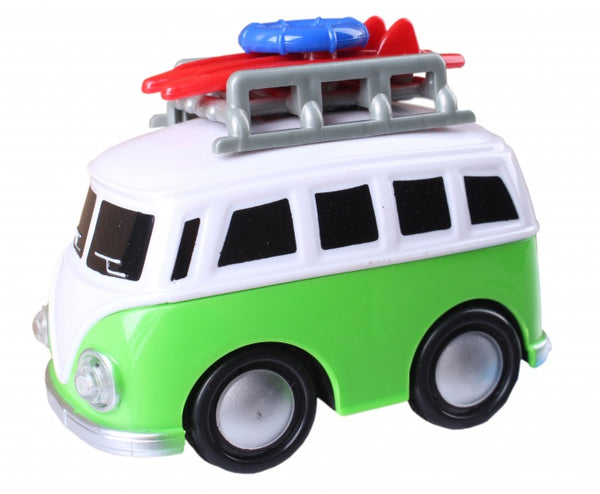 Volkswagenbus 10 cm groen met strandspullen