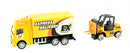 vrachtwagen met vorkheftruck 10 cm geel
