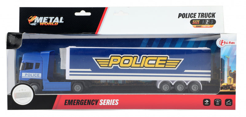 vrachtwagen Politie junior 37x7,5 cm polypropyleen blauw
