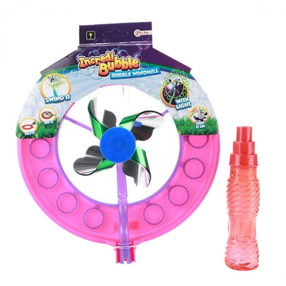 windmolen met bellenblaas Incredibubble 42 cm roze