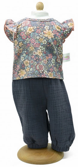 babypop blouse met broek meisjes 29/32 cm polyester grijs