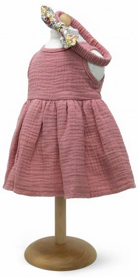 babypopjurk meisjes 33/37 cm polyester roze 3-delig