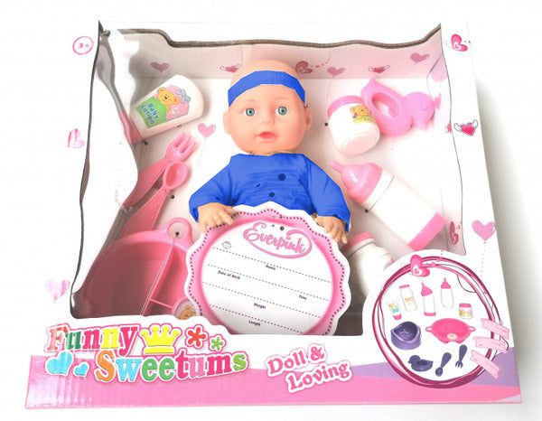 babypop Funny Sweetums junior textiel roze/blauw 2-delig