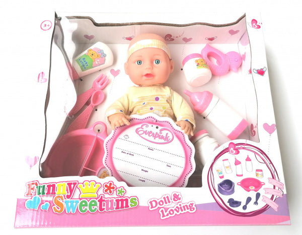 babypop Funny Sweetums junior textiel roze/geel 2-delig