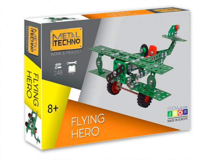 bouwpakket Flying Hero 18 cm staal groen/rood 248-delig