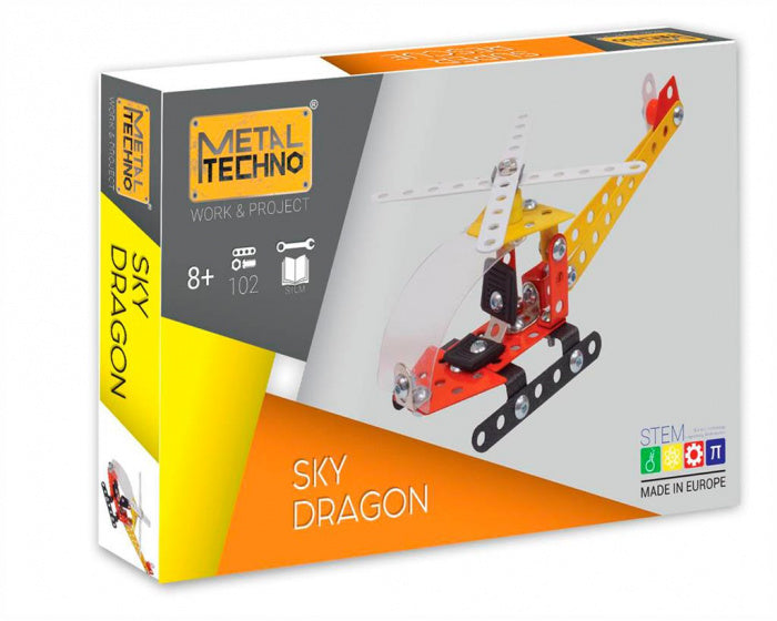 bouwpakket Sky Dragon 17,5 cm staal oranje/geel 102-delig
