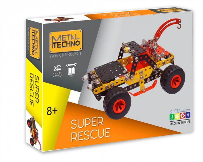 bouwpakket Super Rescue 21 cm staal geel/oranje 345-delig