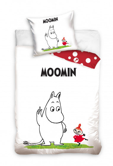 dekbedovertrek Moomi 140 x 200 cm katoen wit/rood