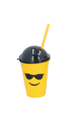 drinkfles smiley bril geel 15,5 cm 400 ml