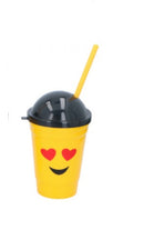 drinkfles smiley hart geel 15,5 cm 400 ml