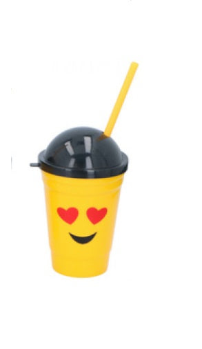 drinkfles smiley hart geel 15,5 cm 400 ml