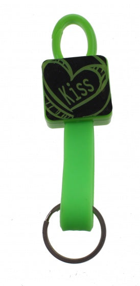 elastische sleutelhanger 12 cm groen