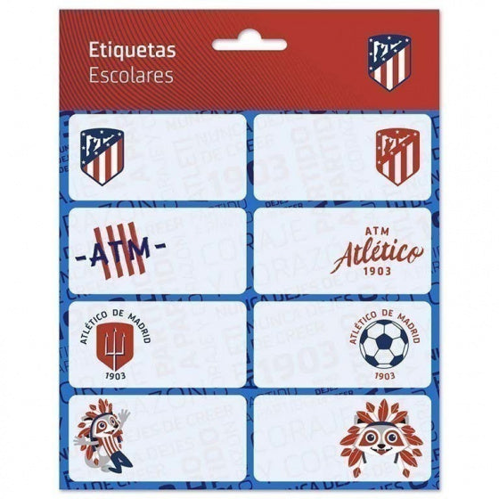 etiketten Atletico De Madrid zelfklevend blauw 16 stuks