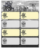 etiketten New York junior zelfklevend grijs/geel 16 stuks