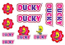 fietsstickers Ducky junior 14 x 20 cm papier roze