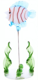 glazen vis op standaard 10 cm blauw/wit/groen