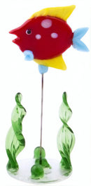 glazen vis op standaard 10 cm rood/geel/groen