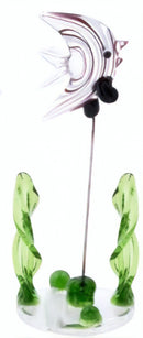 glazen vis op standaard 10 cm zwart/transparant/groen