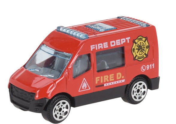 hulpdienstvoertuig Brandweerbus 7 cm staal rood/zwart