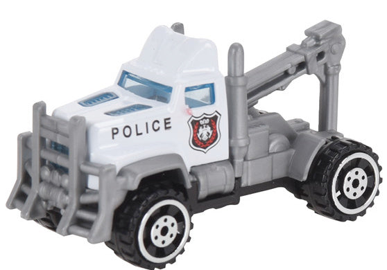 hulpdienstvoertuig Politietruck jongens 7 cm staal wit/grijs