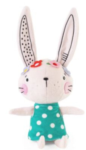 knuffelkonijn junior 35 cm pluche wit/turquoise