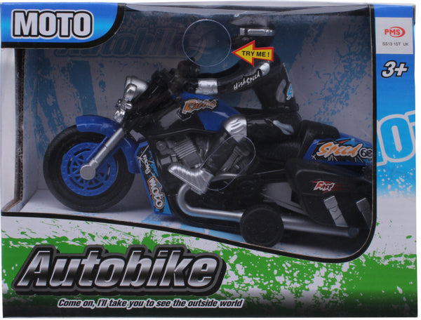 motorfiets Moto junior 18 cm zwart/zilver/blauw