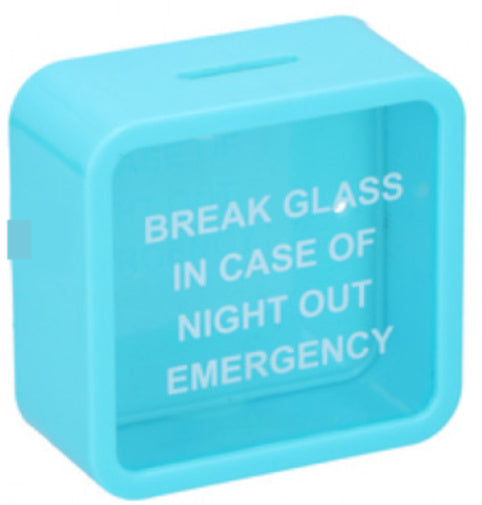 spaarpot Emergency 11 x 10,5 cm blauw