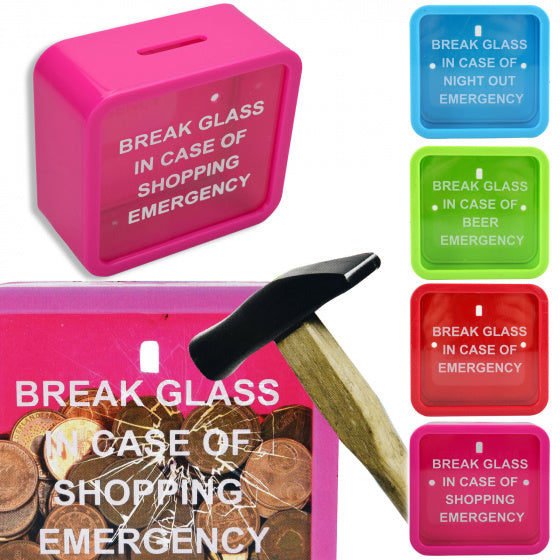 spaarpot Emergency 11 x 10,5 cm roze