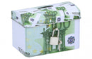 spaarpot 100 euro 11,6 x 8 cm staal groen/wit