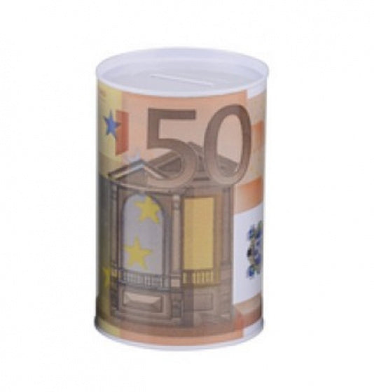 spaarpot 50 euro 12,5 x 8 cm wit/oranje