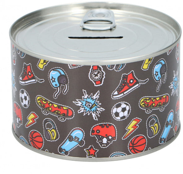 spaarpot blik junior 10 cm staal zwart