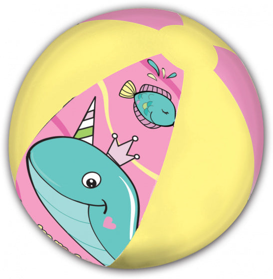 strandbal Whale junior 45 cm roze/geel