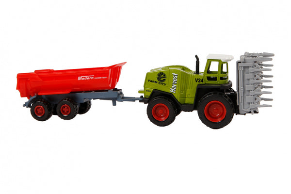 tractor met aanhanger 20 cm junior groen/rood