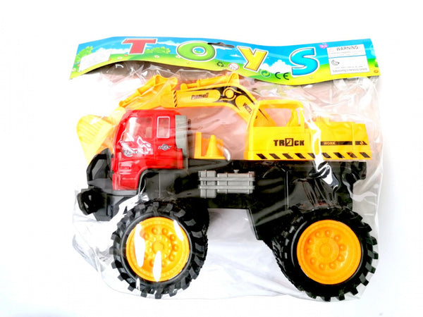truck met kraan junior 25 x 16 cm geel/zwart/rood 2-delig