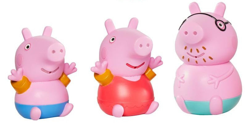 waterspuiters Peppa Big papa 10 cm rubber roze 3 stuks