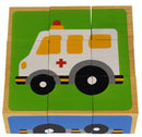 blokkenpuzzel Voertuigen 13,5 x 4,5 cm hout 9-delig