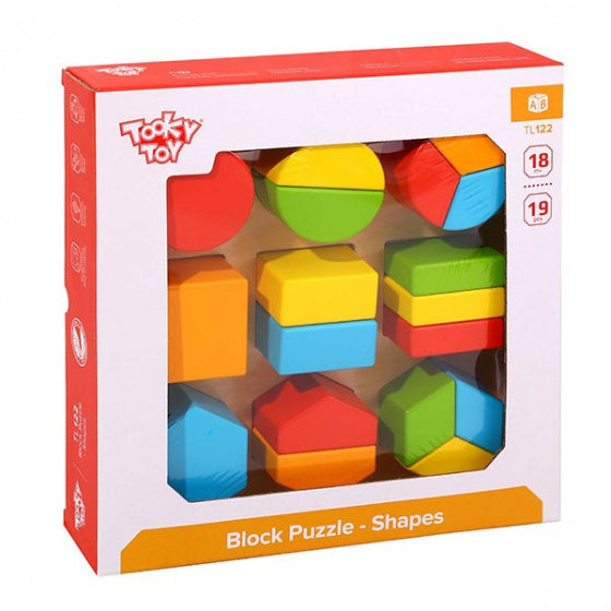 blokkenpuzzel vormen junior 21 cm hout 19-delig