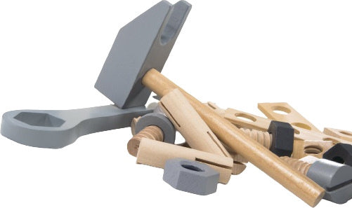 gereedschapskist junior 28 cm hout beige 22-delig