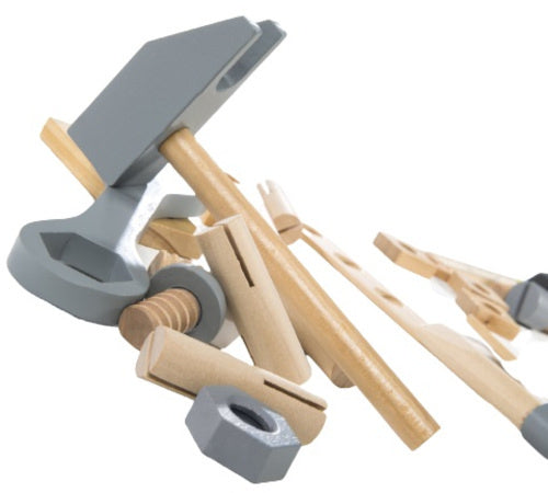 gereedschapskist junior 28 cm hout beige 22-delig