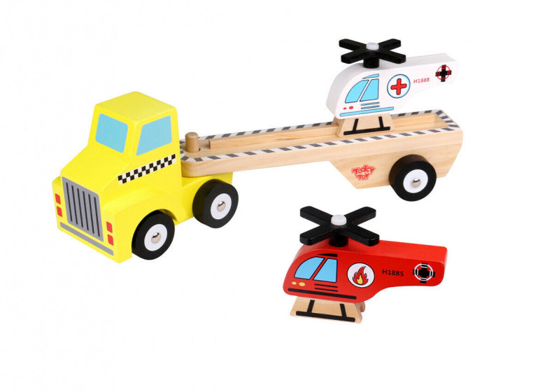 helikoptertransporter jongens 31 cm hout 4-delig