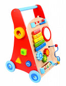 loopwagen junior 51 cm hout rood/naturel